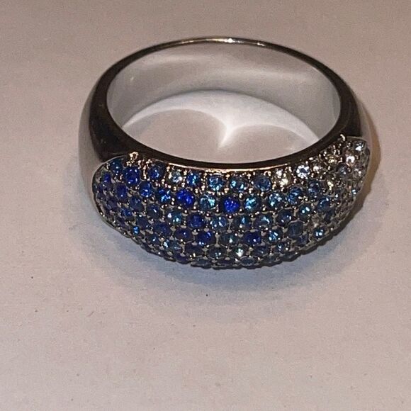 Fashion Jewelry blue and clear rhinestones size 9 - Picture 1 of 6